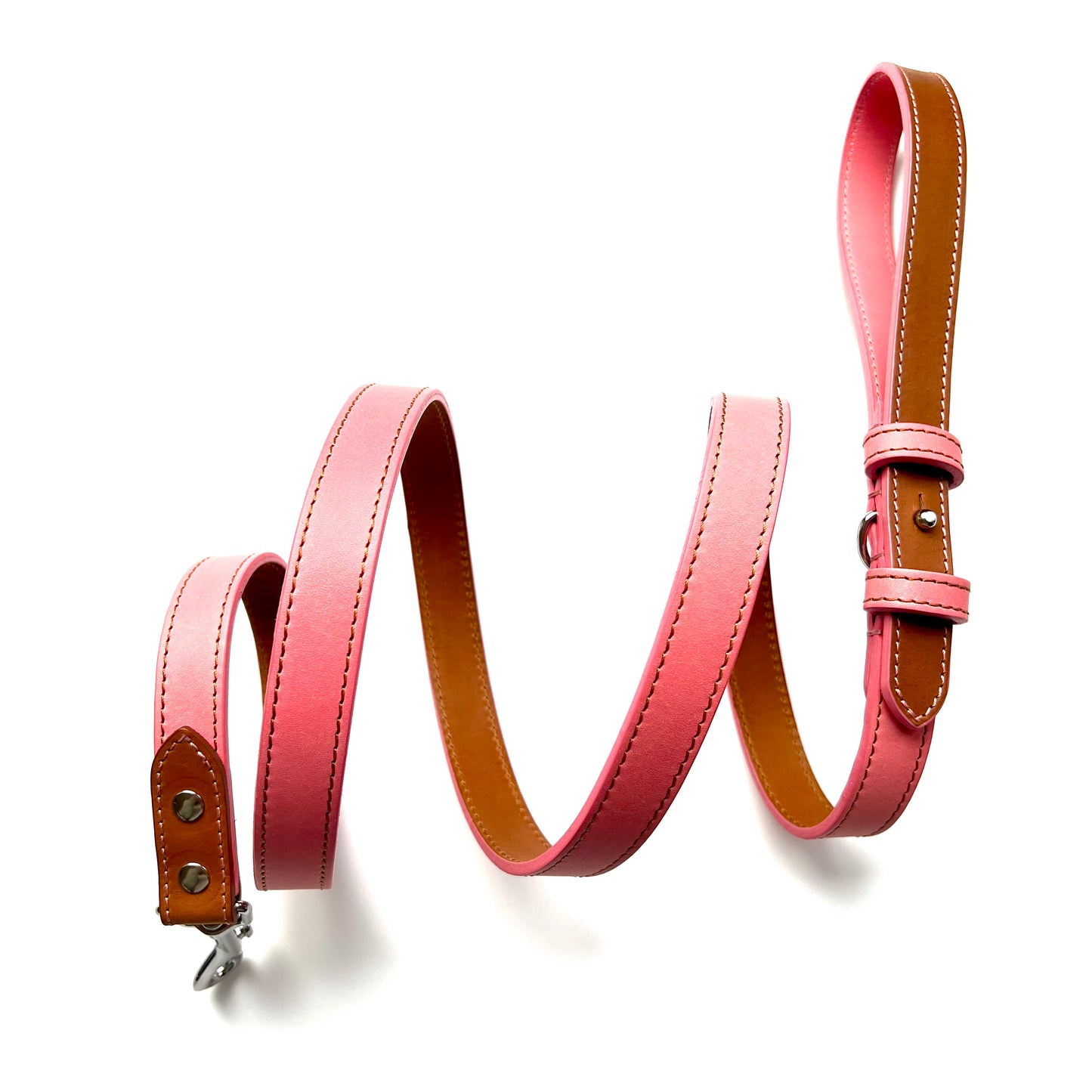 Classic Pink Leather Dog Lead