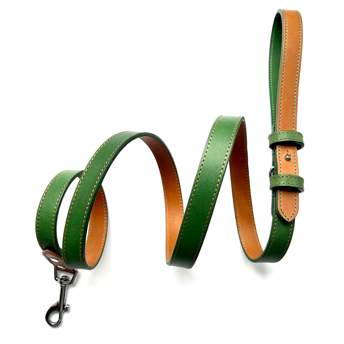 Classic Green Leather Dog Lead