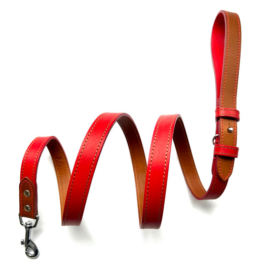 Classic Red Leather Dog Lead
