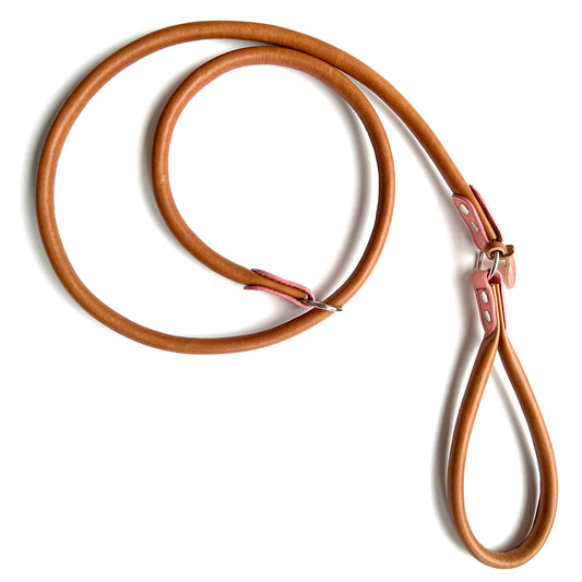 Pink Rolled Leather Slip Lead