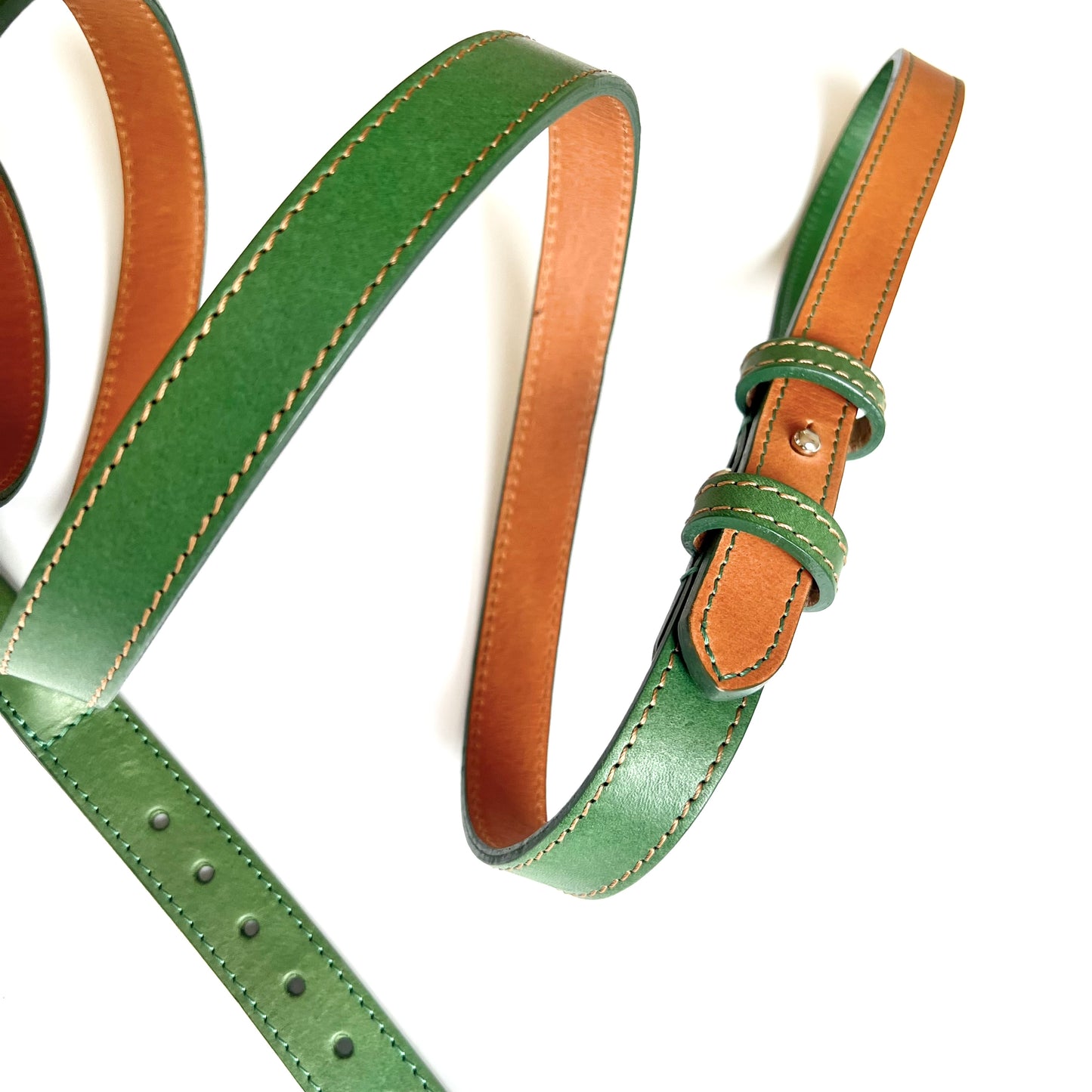 Classic Green Leather Dog Lead