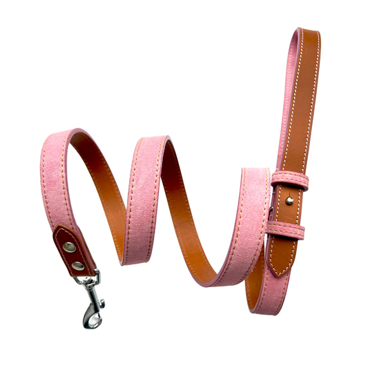 Pink Nubuck Dog Lead - Wellington