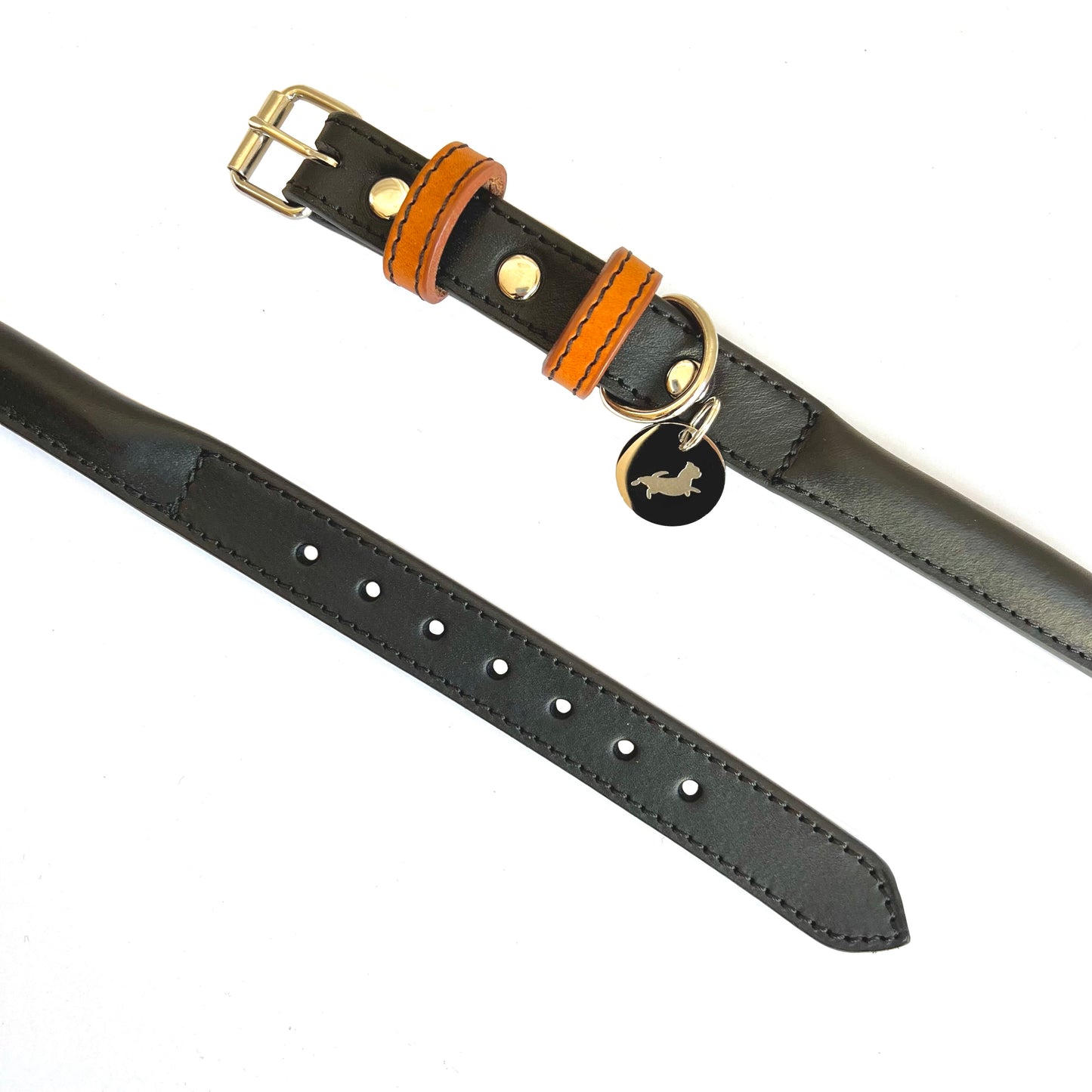 Black Rolled Leather Dog Collar