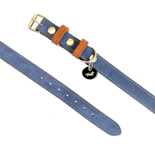 Blue Nubuck Dog Collar