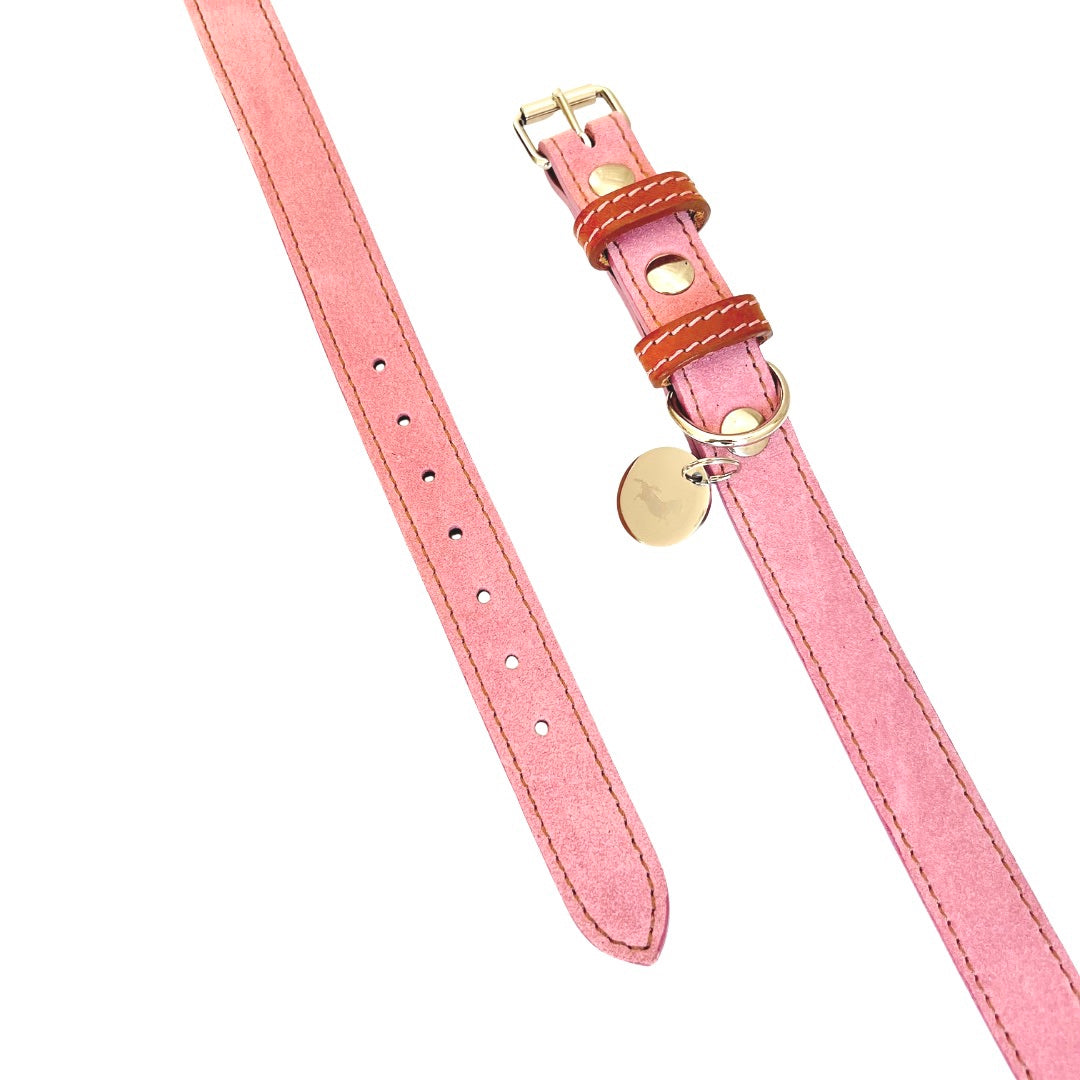 Pink Nubuck Dog Collar